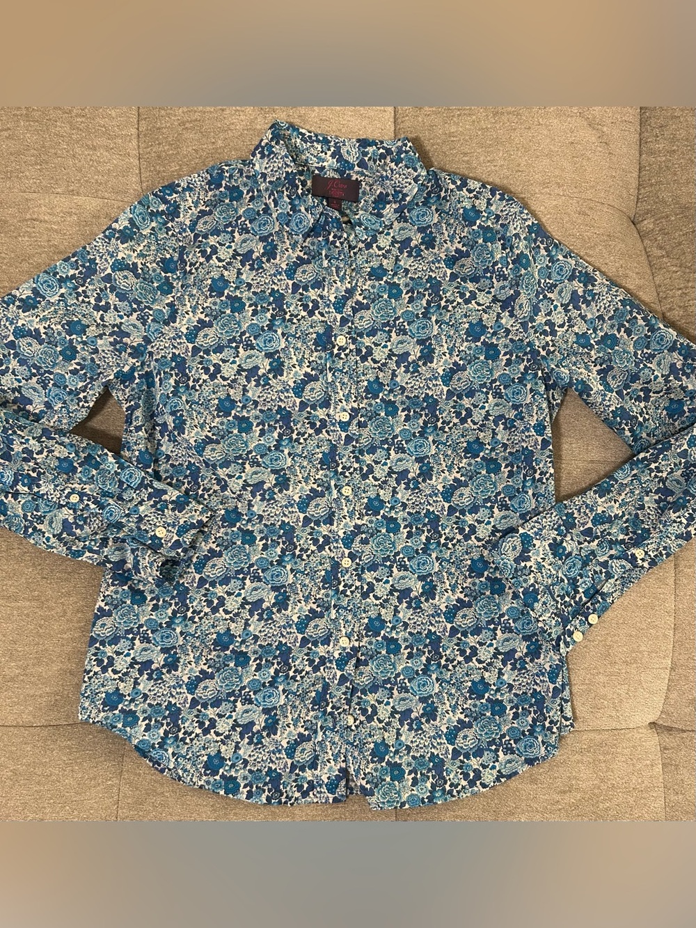 J. Crew Blue Floral Button-Down Shirt